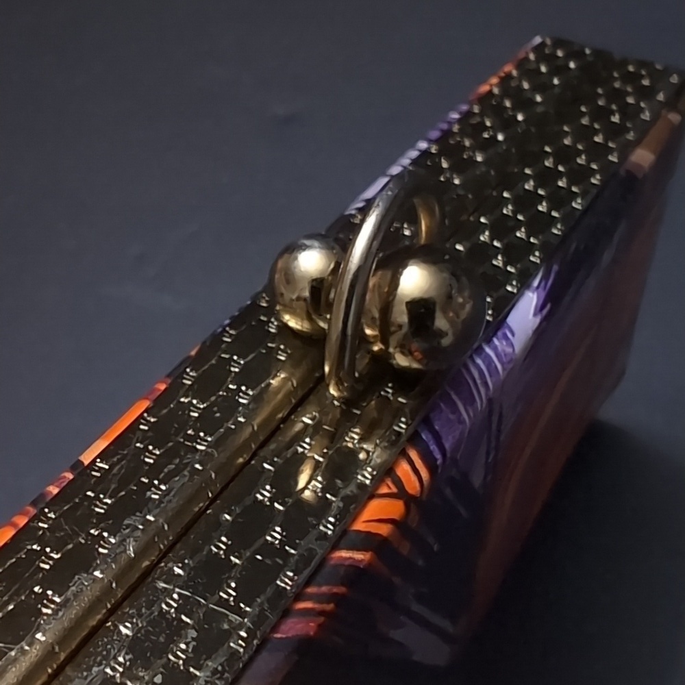 Vintage Mid-century Eyeglasses Case Multi-colored with Kiss Lock. - Picture 6 of 8
